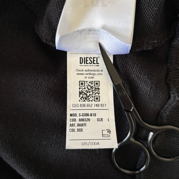 Diesel Men's Size Large Hardwear Denim Division Sweatshirt Black Red Y2K - Picture 9 of 10